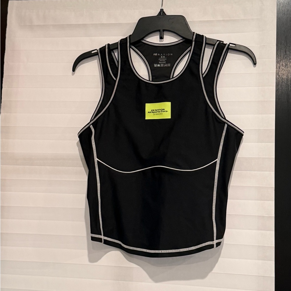 Black and White Women's Athletic Tank Top